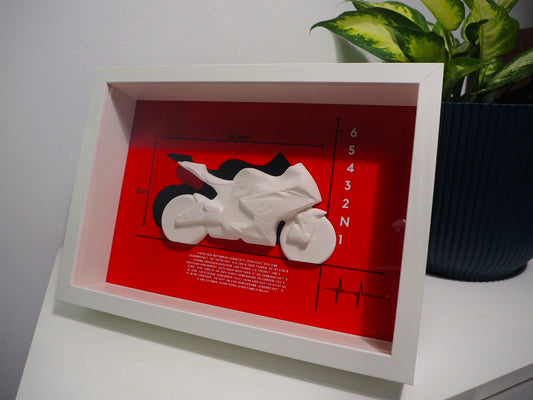 3D-Motorradbild - Weiß/Rot