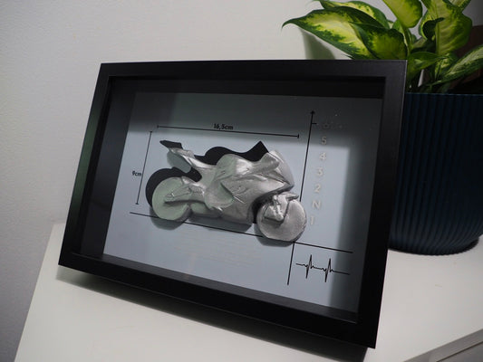3D-Motorradbild - Silber/Grau